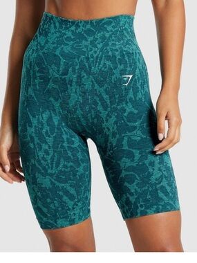 Gymshark Teal Pattern High-Waist Seamless Bike Shorts